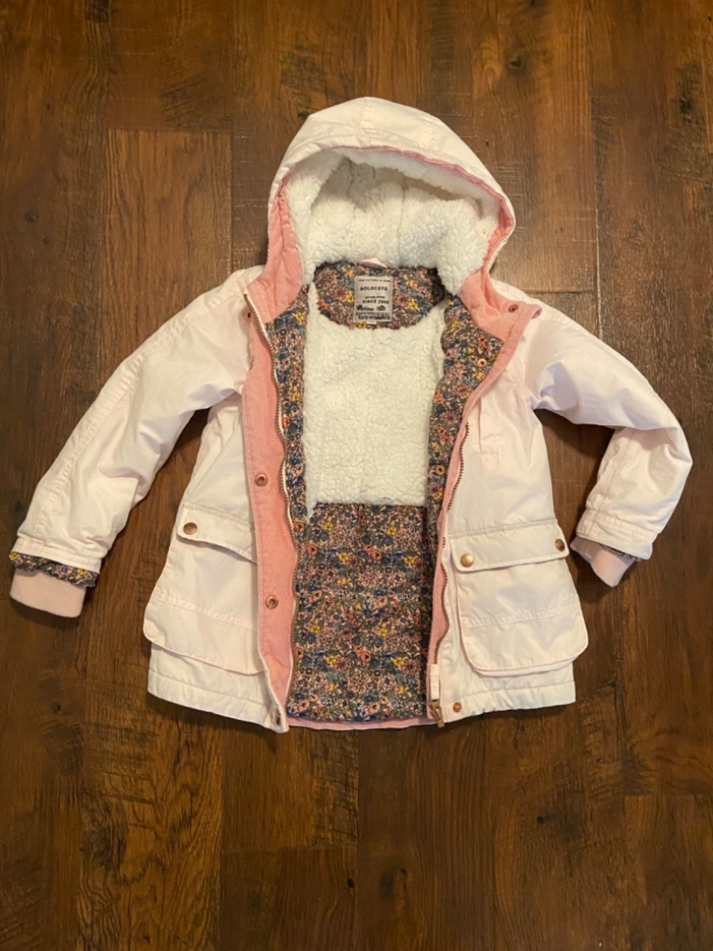 SOLOCOTE by Anthropologie Girls Cotton Down Lining Jacket 7/8Y Light pink Puffer